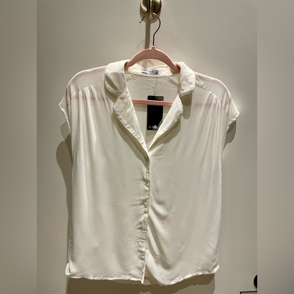 Mango White Button-Up Women's Top